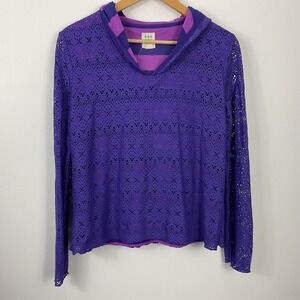Title Nine Medium Purple Hoodie Beach‎ Coverup Long Sleeve Top